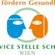 Logo der Servicestelle Schule der Wiener Gebietskrankenkasse. Zwei schematisch dargestellte Köpfe blicken sich an.