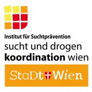 Buntes Logo mit Aufschrift der Sucht und Drogenkoordination der Stadt Wien