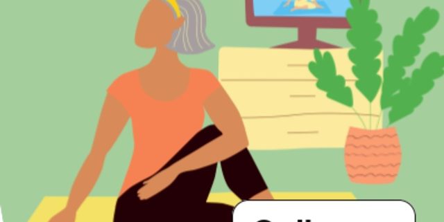 Zeichnung einer Frau, die Yoga macht