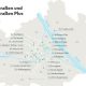 Landkarte – auf der Umriss von Wien sind alle coolen Straßen der Stadt mit Punkten markiert